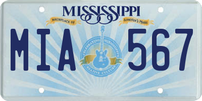 MS license plate MIA567