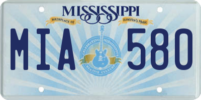 MS license plate MIA580