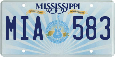 MS license plate MIA583