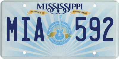 MS license plate MIA592