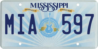 MS license plate MIA597