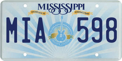 MS license plate MIA598