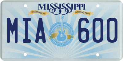 MS license plate MIA600