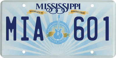 MS license plate MIA601
