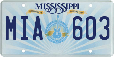 MS license plate MIA603
