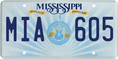 MS license plate MIA605