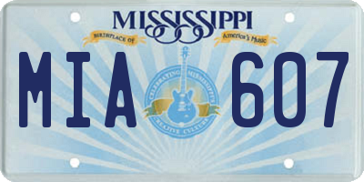 MS license plate MIA607