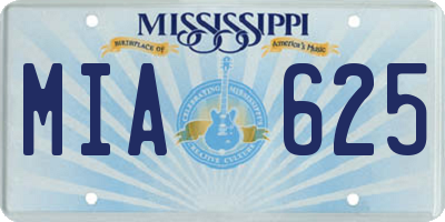 MS license plate MIA625