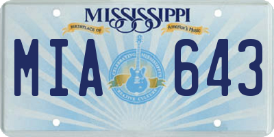MS license plate MIA643