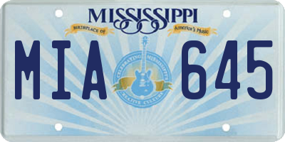 MS license plate MIA645