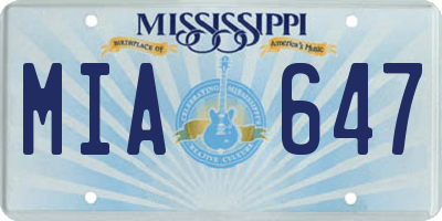 MS license plate MIA647