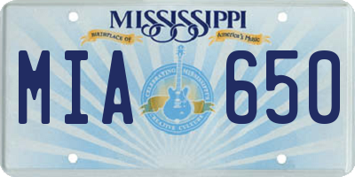 MS license plate MIA650
