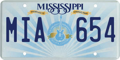 MS license plate MIA654