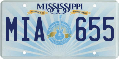 MS license plate MIA655