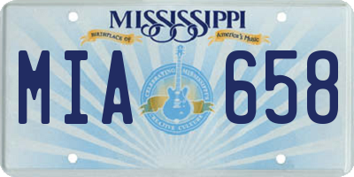 MS license plate MIA658