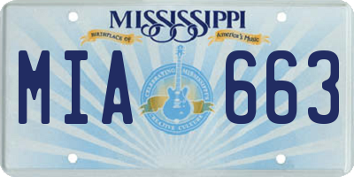 MS license plate MIA663
