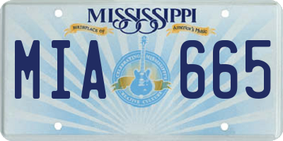 MS license plate MIA665