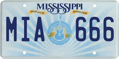MS license plate MIA666