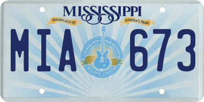 MS license plate MIA673