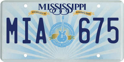 MS license plate MIA675