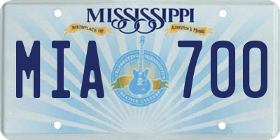 MS license plate MIA700