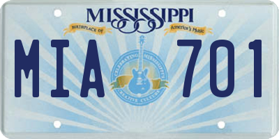 MS license plate MIA701