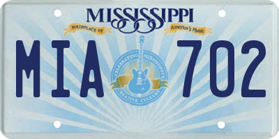 MS license plate MIA702
