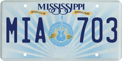 MS license plate MIA703