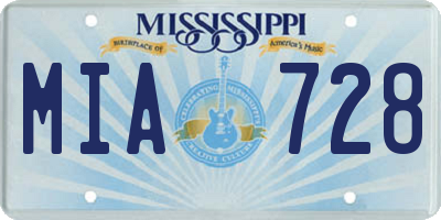 MS license plate MIA728
