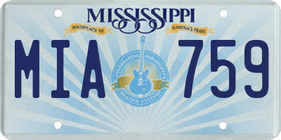 MS license plate MIA759