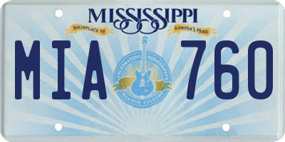 MS license plate MIA760