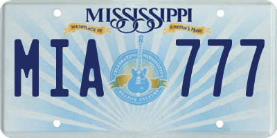 MS license plate MIA777