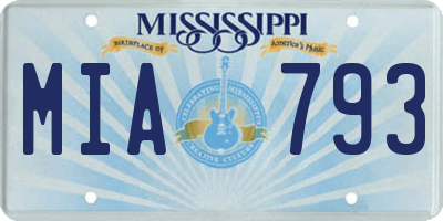 MS license plate MIA793