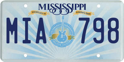 MS license plate MIA798