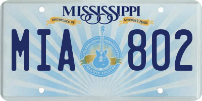 MS license plate MIA802