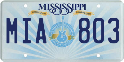 MS license plate MIA803