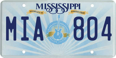 MS license plate MIA804