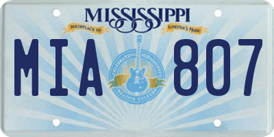 MS license plate MIA807