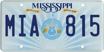 MS license plate MIA815