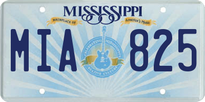 MS license plate MIA825
