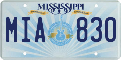 MS license plate MIA830