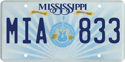 MS license plate MIA833