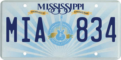 MS license plate MIA834