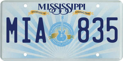 MS license plate MIA835
