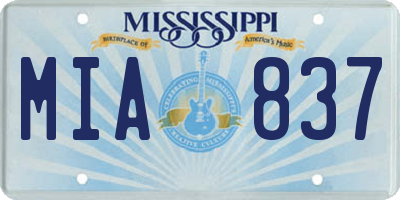 MS license plate MIA837