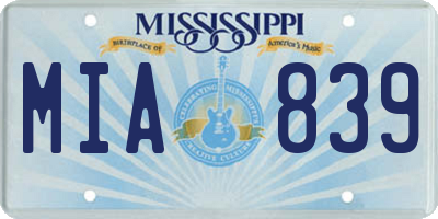 MS license plate MIA839