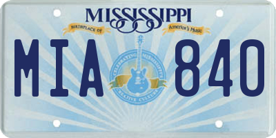MS license plate MIA840