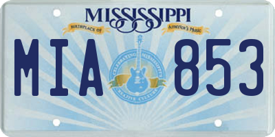 MS license plate MIA853