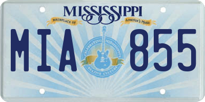 MS license plate MIA855