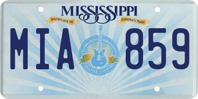 MS license plate MIA859
